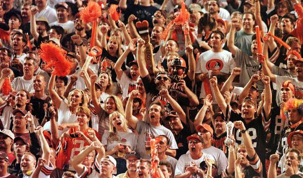 Cleveland Browns fans in the "Dawg Pound" section